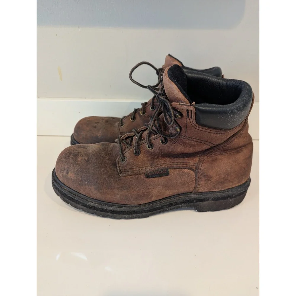 Vintage Red Wing Supersole Work Boots Mens size 10 Safety Toe Brown Leather USA